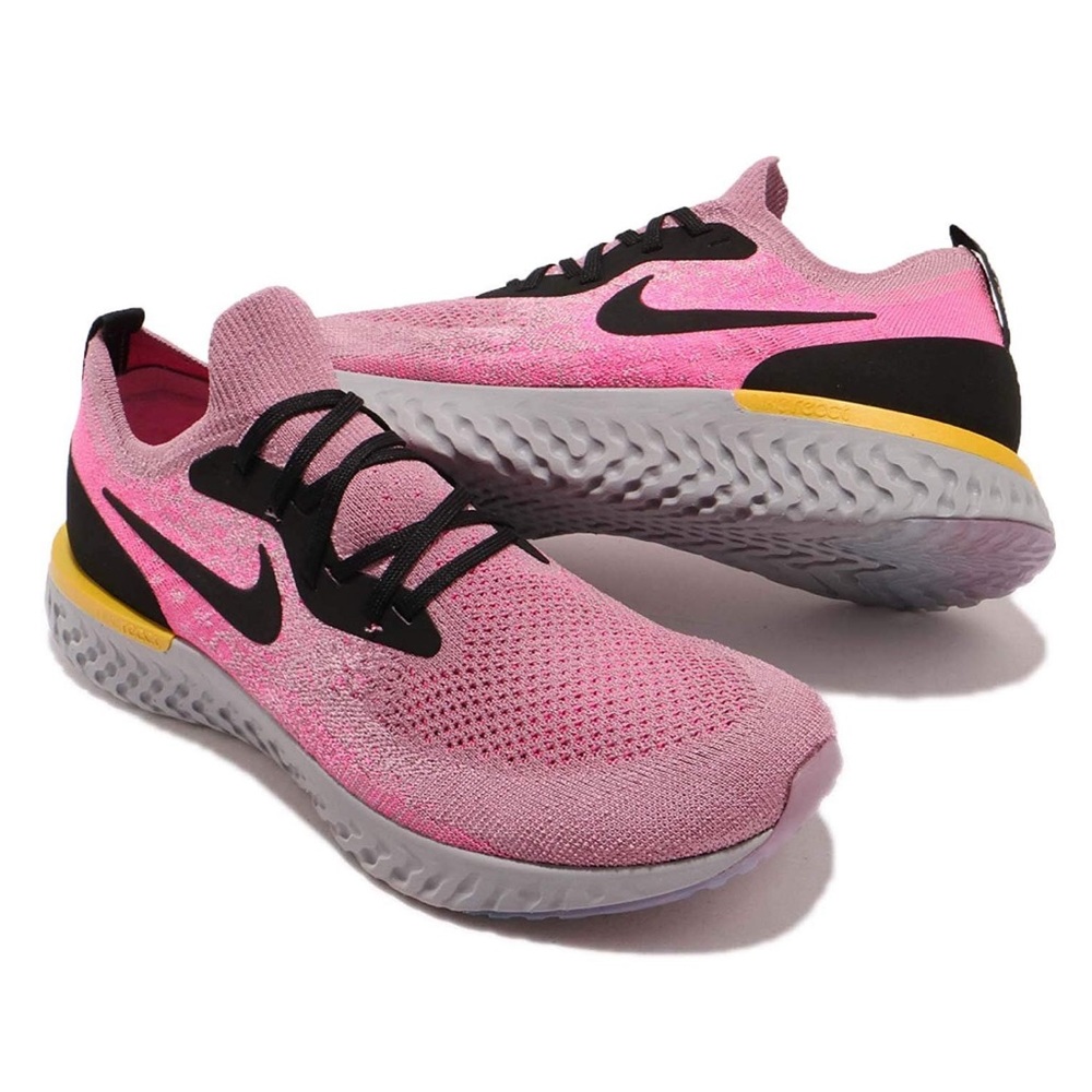Nike Womens Epic React Flyknit Running Shoes Pink Black Size 6.5